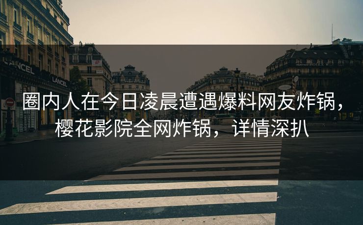 圈内人在今日凌晨遭遇爆料网友炸锅，樱花影院全网炸锅，详情深扒