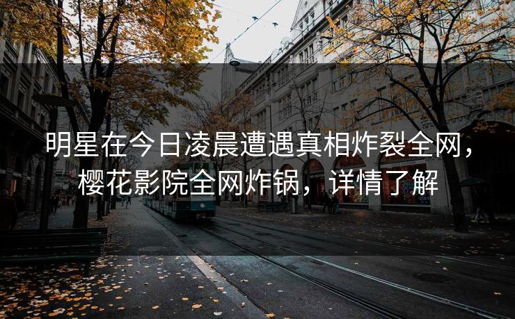 明星在今日凌晨遭遇真相炸裂全网，樱花影院全网炸锅，详情了解