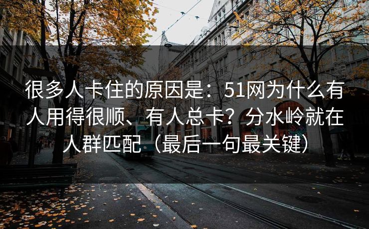很多人卡住的原因是：51网为什么有人用得很顺、有人总卡？分水岭就在人群匹配（最后一句最关键）